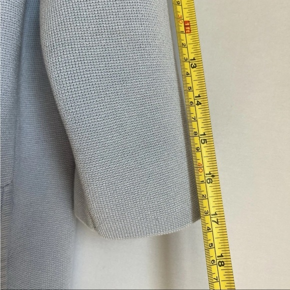 EILEEN FISHER Cardigan Sz M Silk Blue Open Front Shawl Casual Office READ - Picture 9 of 13